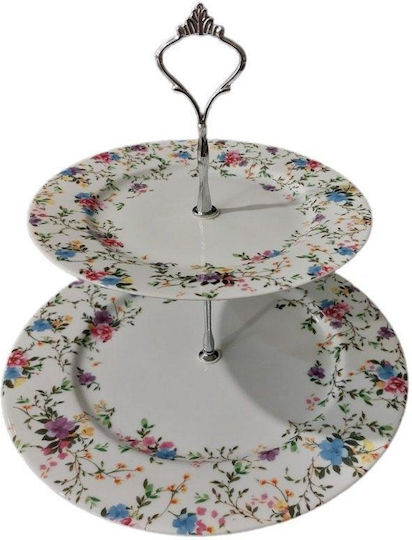 Oriana Ferelli Γυάλινη Εταζέρα 2 Ορόφων Ασημί Ø27cm Oriana Ferelli Γυάλινη Εταζέρα 2 Ορόφων Ασημί Ø27cm