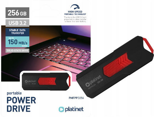 Platinet 256GB USB 3.2 SSD Stick Μαύρο