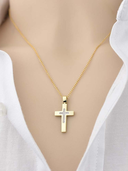 Goldjewels Women's Gold Cross 14K Double Sided
