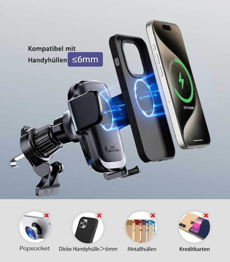 Samsung Suport Auto pentru Telefon cu carcasă și Încărcare Wireless Neagră