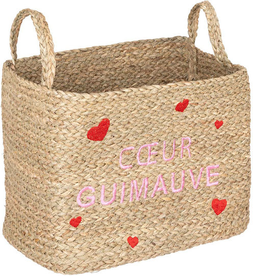 Set of Decorative Baskets Straw with Handles Beige 3pcs