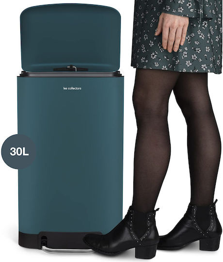 Les Collectors Waste Bin from Inox Steel with Pedal Petrol Blue 30L