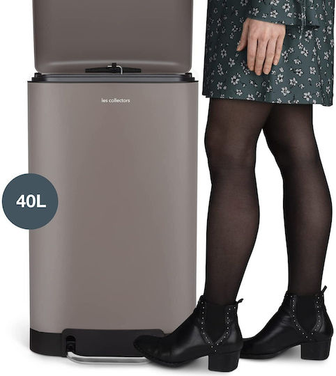 Les Collectors Coș De Gunoi Din Oțel Inoxidabil Cu Pedală Maro 40lt