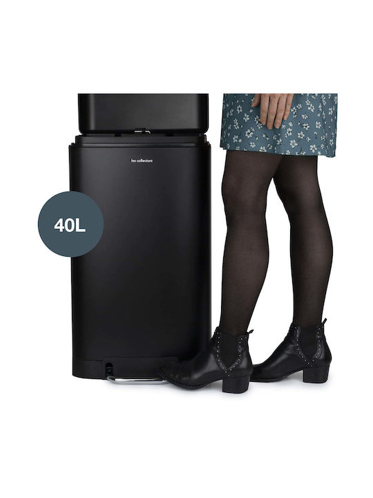 Les Collectors Waste Bin Waste made of Stainless Steel with Pedal Black 40lt 1pcs