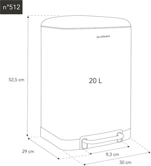 Les Collectors Waste Bin from Stainless Steel with Pedal Grey 20lt