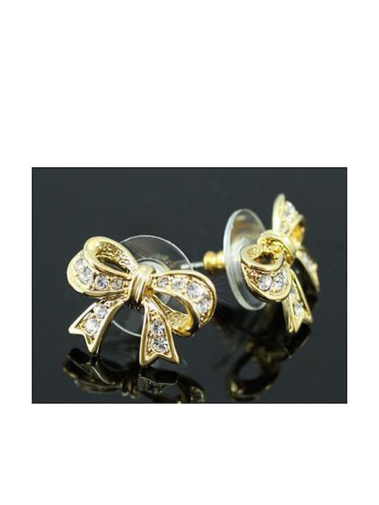 Официални позлатени обеци с панделка и кристали Swarovski Davina, размер на обеците 1.7см X 1.3см