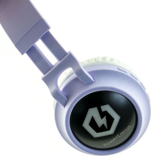 PowerLocus Buddy Ασύρματα / Ενσύρματα Παιδικά On Ear Ακουστικά με 15 ώρες Λειτουργίας Μωβ