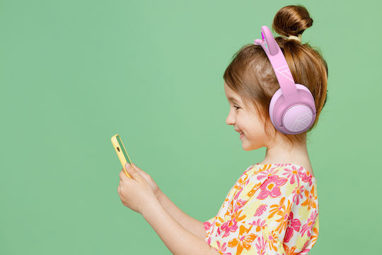PowerLocus Bobo Katzenohren Kabellose Bluetooth Kinder Über Ohr Kopfhörer mit 45 Stunden Wiedergabezeit Rosa