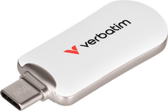 Verbatim 64GB USB 2.0 Stick με σύνδεση USB-C Λευκό