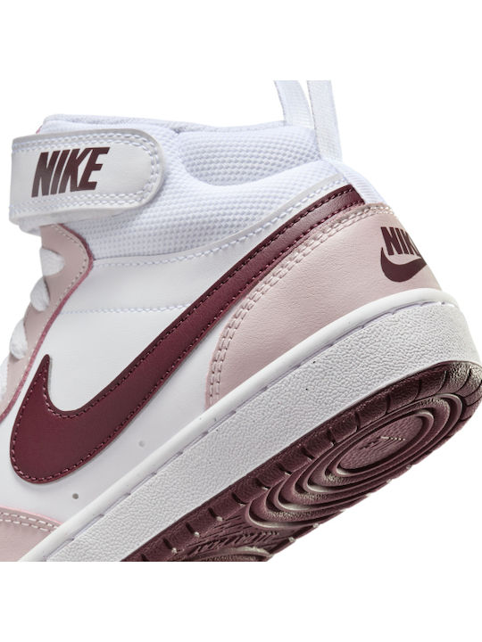 Court Borough Kids Sneakers High with Hoop & Loop Closure White