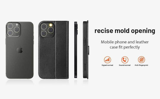 Premium Book Synthetic Leather / Leather / Silicone Black (iPhone 13 Pro Max)