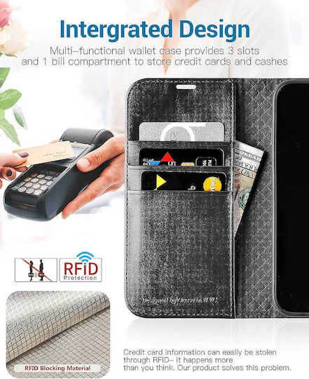 Premium Book Synthetic Leather / Leather / Silicone Black (iPhone 13 Pro Max)