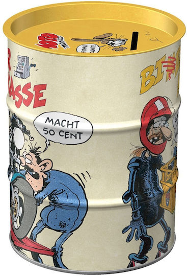 Ölfass-Spardose Motomania Biker Checkout Logo