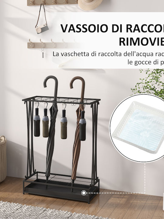 HomCom Ομπρελοθήκη Μεταλλική Μαύρη 50x24x68cm