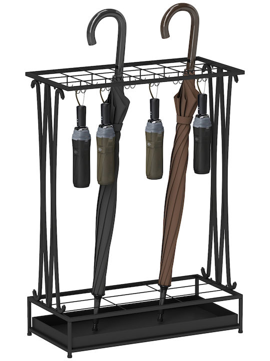 HomCom Ομπρελοθήκη Μεταλλική Μαύρη 50x24x68cm