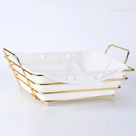 Coș de pâine Metalic Auriu 26x19x8cm