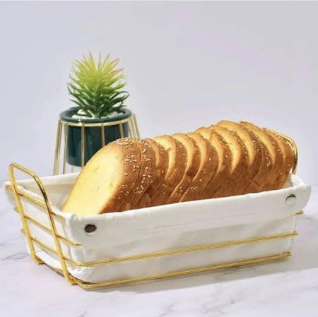 Coș de pâine Metalic Auriu 26x19x8cm