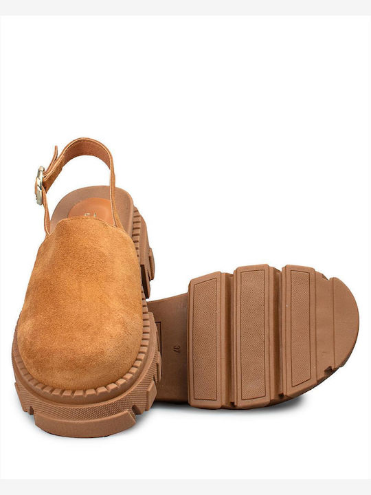 Wildleder Damen Ballerinas Slingback in Tabac Braun Farbe