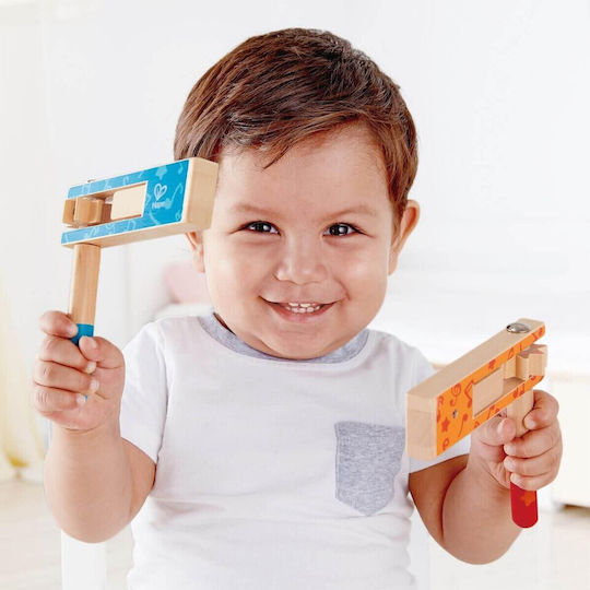 Hape Ξύλινο Κρουστό Ροκάνα Happy Noisemaker Μπλε για 3+ Ετών