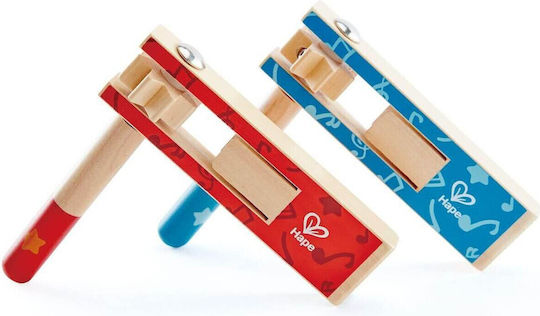 Hape Ξύλινο Κρουστό Ροκάνα Happy Noisemaker Κόκκινο - Πορτοκαλί για 3+ Ετών