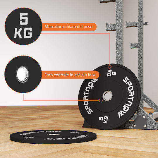 Sportnow Scheibenset Olympischen Typs Gummierte 1 x 5kg Φ50mm