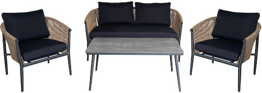 Outdoor Living Room Set Gasba 4 Pieces Anthracite with Pillows E6874,1