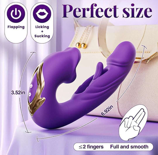 Ophelia's Dream Purple Lips & Tongue Licking Clitoral Vibrator 17.6cm Purple