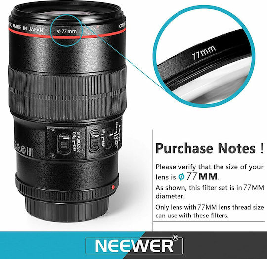 Neewer 77mm Uv Cpl Fld Nd2 Nd4 Nd8 Close-up Filter Kit 1008957