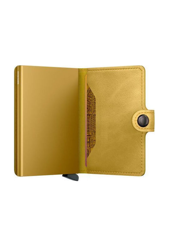 Miniwallet Vintage Herren Geldbörse Klassisch mit RFID und Slide-Mechanismus Gelb