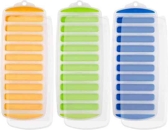 Silicone Ice Cube Tray with Lid Orange 3 Pieces