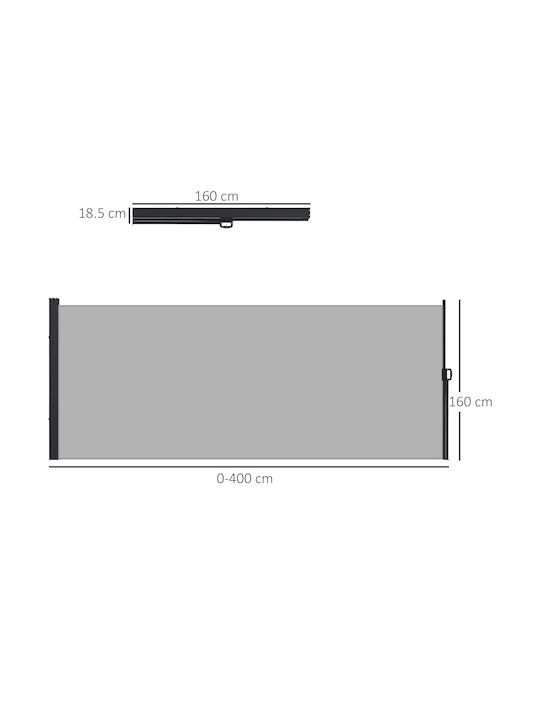 Outsunny Seitenmarkise Terrasse Gray 4x1.6m