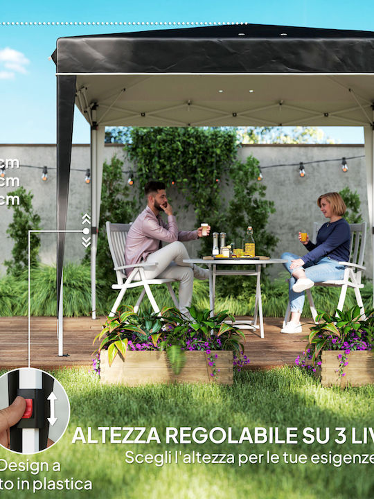 Outsunny Gazebo Garten Schwarz 3x3m