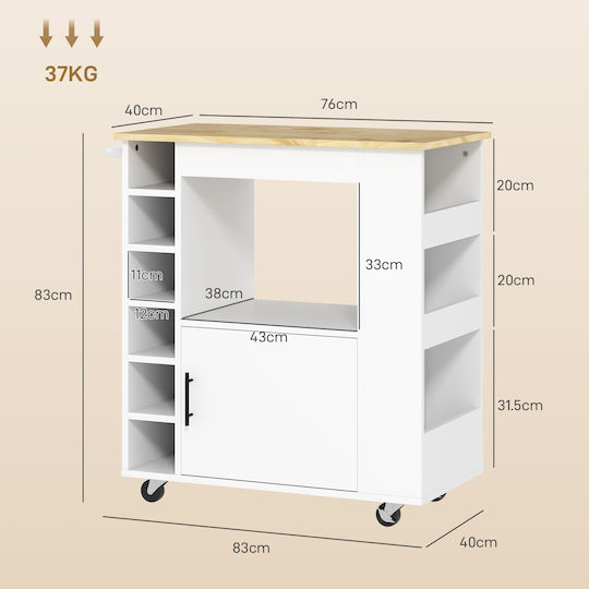 Floor Kitchen Cabinet with White Countertop 83x40x83 cm