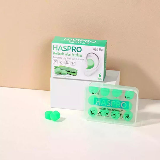 Haspro Moldable Copii Protecții auditive din Silicon în culoarea Verde 2buc
