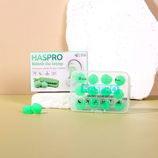 Haspro Moldable Copii Protecții auditive din Silicon în culoarea Verde 2buc