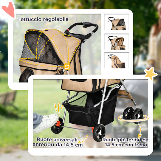 Pawhut Dog/Cat Carrying Brown Basket for 10kg Pets L94xW75xH46cm