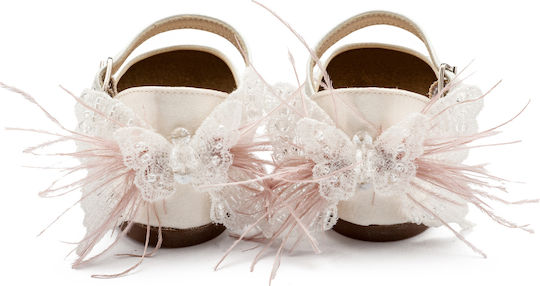 Babywalker Ecru Pink Baptism Leather Pumps