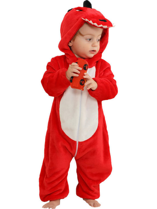 Queen Mother Kids Nightwear Onesie Winter Velvet Red Red Baby Dino