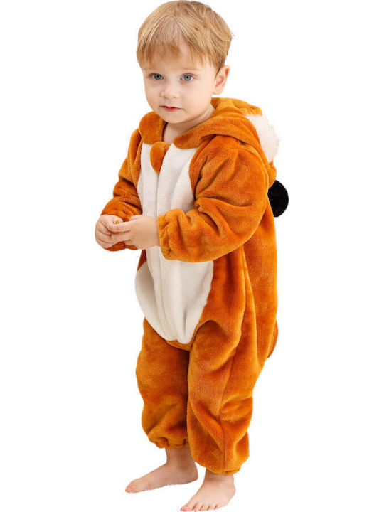 Queen Mother Kids Nightwear Onesie Winter Velvet Brown Brown Baby Fox