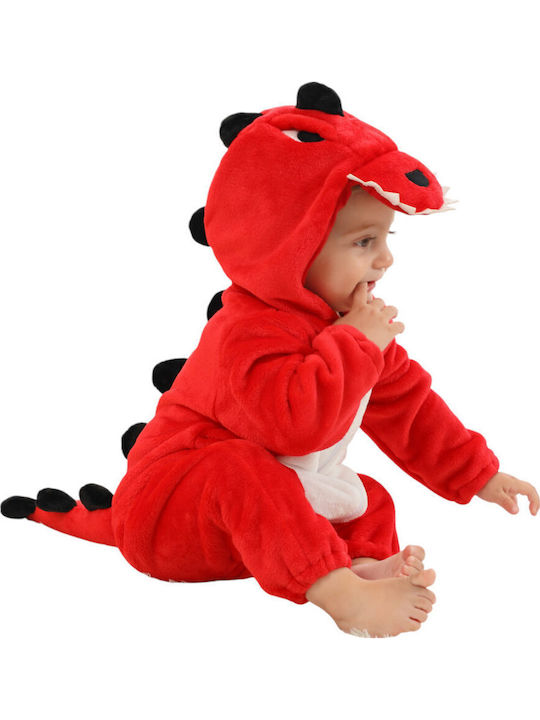 Queen Mother Kids Nightwear Onesie Winter Velvet Red Red Baby Dino