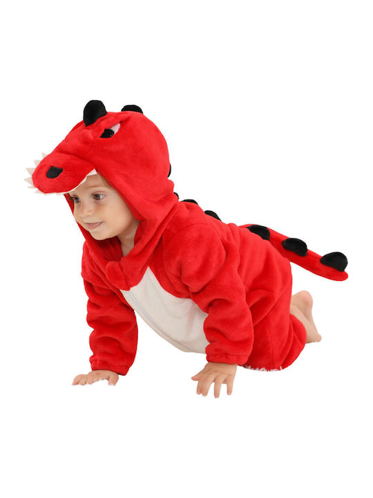Queen Mother Kids Nightwear Onesie Winter Velvet Red Red Baby Dino