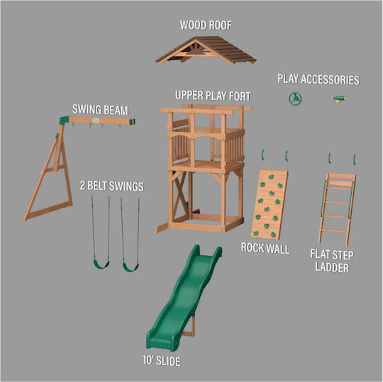 Spielplatzspielzeug & Ausrüstung mit Spielhaus Festung & Kletterfläche M380e 100m Qualitäts Deluxe