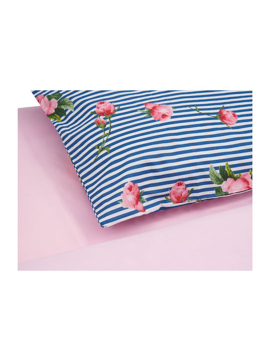 Heinner Duvet Cover Set Cotton Semi-double with 2 Pillowcases & 1 Sheet 180x215 Pink/blue