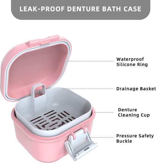 Waterproof Bathroom Case for Dentures & Braces Filter Pink