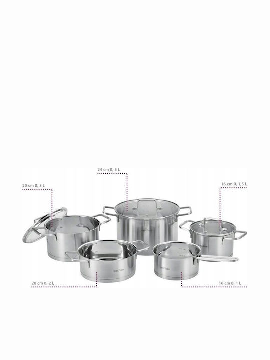 Profi Cook Σετ Κατσαρόλες από Ανοξείδωτο Ατσάλι με Κεραμική Επίστρωση 8τμχ