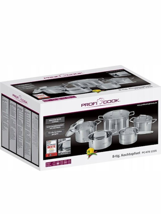 Profi Cook Σετ Κατσαρόλες από Ανοξείδωτο Ατσάλι με Κεραμική Επίστρωση 8τμχ