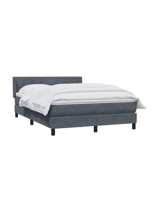 Double Upholstered Bed with Fabric Dark Grey with Slats and Mattress 160x210cm