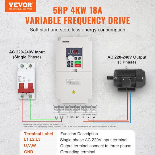Vevor Κινητήρας Βιομηχανικών Εγκαταστάσεων BPQDQ4KW220V0UNGLV7