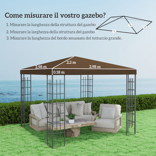 Outsunny Acoperiș pentru foișor Maro 3x3m