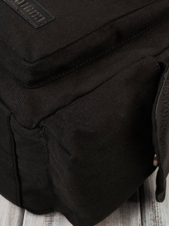 Rucsac școlar pentru bărbați negru A4 laptop călătorie muncă vegan E-22-bl